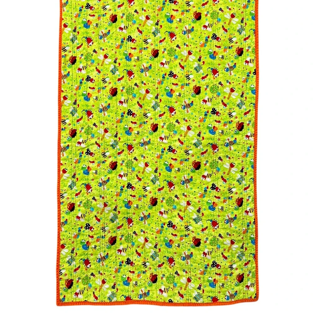 Handmade Tender Loving Care Baby Quilt Bug Print Ladybug Bee Nursery 34x50